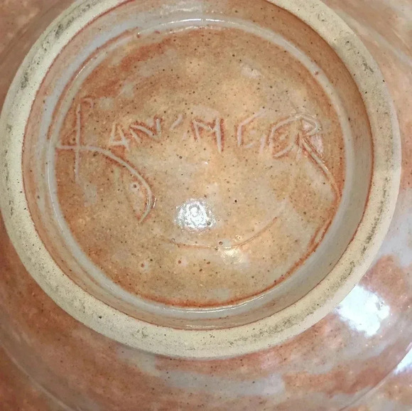 Vintage Late 1990s John Ransmeire Large Ceramic Pottery Bowl Art Signed - Picture 4 of 6